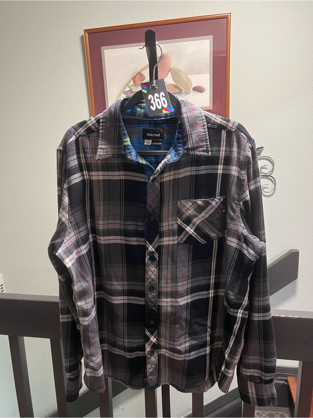 Marmot Black and Gray Plaid Long-Sleeve Button Shirt Large #366